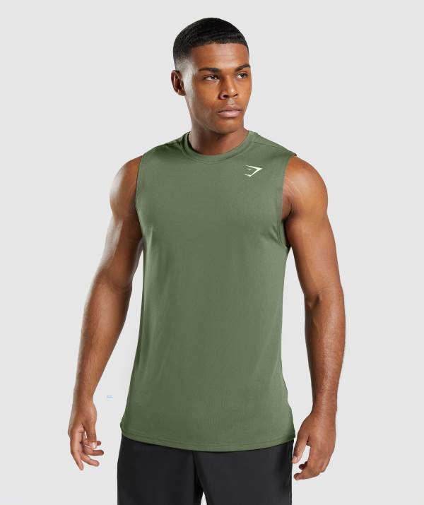 Panske Tricka Gymshark Arrival Sleeveless Olivovo Zelená | QK1758694